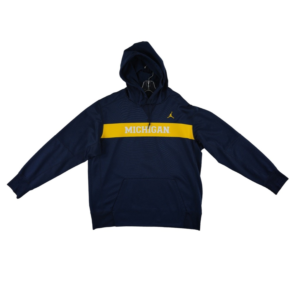 Jordan Michigan Wolverines Hoodie Men's Size XL Navy Blue Jumpman Sweatshirt